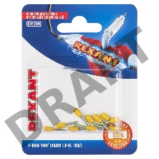 Наконечник штыревой втулочный REXANT изолированный, F-8 мм, 1 мм², НШВи 1.0-8 / Е 1,0-8 / E1008, желтый, в упак. 10 шт.