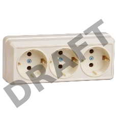 Розетка 3-м ОП Октава 16А РС23-3-ОК с заземл. крем. ИЭК ERO31-K33-16-DC