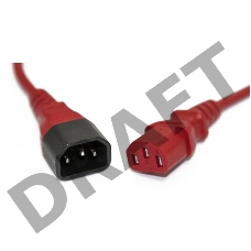 Шнур для блока питания Hyperline PWC-IEC13-IEC14, IEC 320 C13, вилка C14, 3 м, 10А, провода 3 х 1,0 кв. мм, цвет: красный