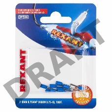 Наконечник штыревой втулочный REXANT изолированный, F-8 мм, 0.75 мм², НШВи 0.75-8 / E7508, синий, в упак. 10 шт.