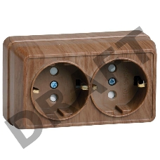 Розетка 2-м ОП Октава 16А РСш22-3-ОД защ. шторки с заземл. дуб ИЭК ERO24-K04-16-DC