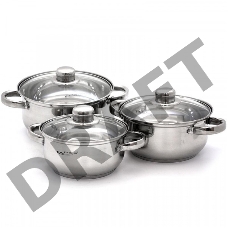 Набор кастрюль Катунь Гретта КТ04-A, 6пр. (1,6л + 2,2л + 3,2л) в подарупак