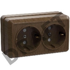 Розетка 2-м ОП Октава 16А РС22-3-ОД с заземл. дуб ИЭК ERO21-K04-16-DC