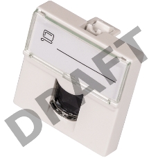 Вставка Mosaic 45x45, RJ-45 UTP, кат.6, со шторкой и увеличенным окном маркировки, белая