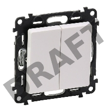 Механизм выключателя 2-кл. СП Valena Life 10А IP20 250В с лицевой панелью; безвинтовые зажимы бел. Leg 752405