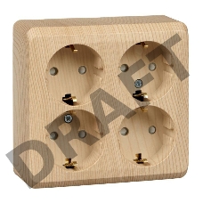 Розетка 4-м ОП Этюд 16А 250В защ. шторки с заземл. сосна SchE PA16-208D