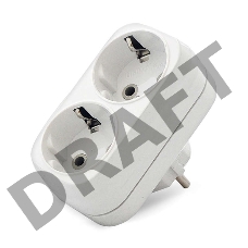 Разветвитель 2 гнезда с заземл. плоский 16А UNIVersal А302