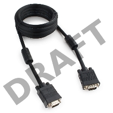 Кабель VGA Premium Cablexpert CC-PPVGA-10-B, 15M/15M, 3.0м, черный, тройной экран, феррит.кольца, пакет