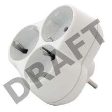 Тройник с заземл. круглый 16А 250В (еврослот) бел. UNIVersal АК303