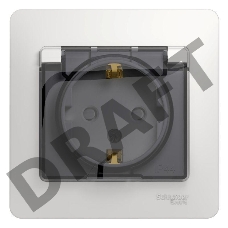 Розетка 1-м СП Glossa 16А с защ. крышкой защ. шторки с заземл. в сборе IP44 бел. SchE GSL000148