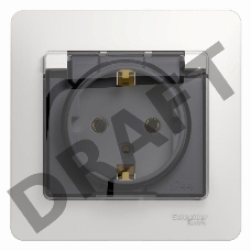 Розетка 1-м СП Glossa 16А с защ. крышкой защ. шторки с заземл. в сборе IP20 бел. SchE GSL000146