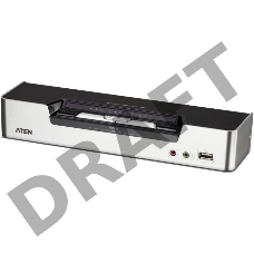 Переключатель, электрон., KVM+Audio+USB 2.0,  1 user USB+2xDVI =)  2 cpu USB+4xDVI, со шнурами USB/DVI Dual Link 2х1.8м.+DVI Dual Link 2х1.8м., 2560x1600, настол., исп.спец.шнуры, без OSD, некаскад, 2-PORT USB 2.0 DVI DUAL VIEW KVMP SWITCH