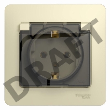 Розетка 1-м СП Glossa 16А с защ. крышкой защ. шторки с заземл. в сборе IP20 беж. SchE GSL000246