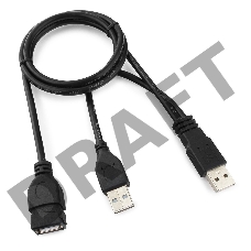 Кабель удлинитель USB2.0 Pro Cablexpert CCP-USB22-AMAF-3, 2xAM/AF, 90cм, экран, черный