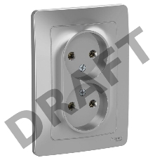 Розетка 2-м СП BLANCA 16А 250В без шторок без заземл. алюм. SchE BLNRS000023