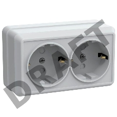 Розетка 2-м ОП Октава 16А РСш22-3-ОБ защ. шторки с заземл. IP20 бел. ИЭК ERO24-K01-16-DC