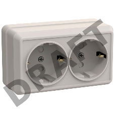 Розетка 2-м ОП Октава 16А РСш22-3-ОКм защ. шторки с заземл. IP20 крем. ИЭК ERO24-K33-16-DC