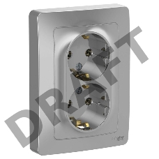 Розетка 2-м СП BLANCA 16А 250В без шторок с заземл. алюм. SchE BLNRS001023