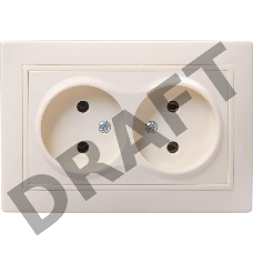 Розетка 2-м СП Кварта 10А IP20 без заземл. крем. ИЭК ERK23-K33-10-DM