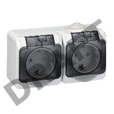 Блок ОП Этюд (2-м розетка с заземл. защ. шторки) IP44 сер. SchE PA16-244C