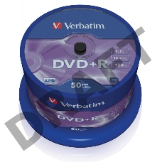 Диск DVD+R Verbatim 4.7Gb 16x Cake Box (50шт) (43550)