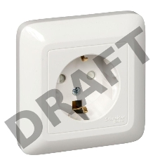 Розетка 1-м ОП Прима 16А 250В с заземл. бел. (опт. упак) SchE RA16-003-1-B