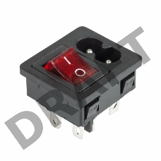 Выключатель клавишный 250 V 6 А (4с) ON-OFF красный с подсветкой и штекером C8 2PIN  REXANT