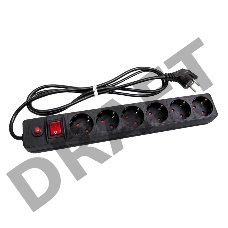 Удлинитель с сетевым фильтром 6х7м с заземл. 10А IP20 защ. шторки ПВС 3х0.75 черн. UNIVersal 967U-4007