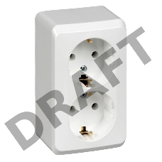 Розетка 2-м ОП Этюд 16А с заземл. бел. SchE PA16-007B