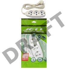 Удлинитель ДЖЕТТ РС-3 с заземлением, 3р*7м ( ПВС 3*0,75 ) (25шт) 155-637    