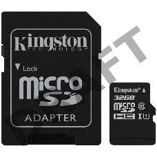 Флеш карта microSDHC 32GB  Class10 Kingston <SDCS2/32GB> Class10 UHS-I Canvas Select up to 100MB/s с адапт.