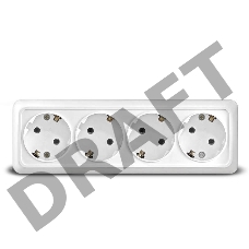 Розетка 4-м ОП Олимп с заземл. бел. UNIVersal 1163