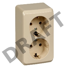 Розетка Schneider Electric 2-м ОП Этюд 16А с заземл. крем. SchE PA16-007K