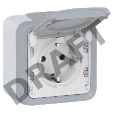 Розетка 2К+3 - немецкий стандарт - с винтовыми зажимами - Программа Plexo - серый - 16 A - 250 В