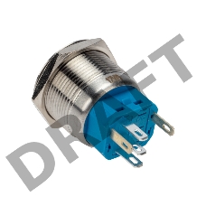 Кнопка  антивандальная Ø22 12В Б/Фикс (6с) OFF-(ON) / ON-(OFF) подсв/синяя REXANT