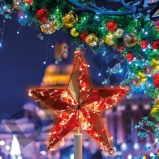 Светодиодная фигура Звезда 100 см, 200 светодиодов, с трубой и подвесом, цвет свечения красный NEON-NIGHT