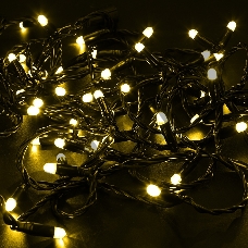 Гирлянда Нить 10м, эффект мерцания (каждый 5-ый), черный ПВХ, 230В, цвет: Жёлтый