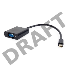 Переходник miniDisplayPort - VGA, Cablexpert A-mDPM-VGAF-02, 20M/15F, длина 15см, черный, пакет