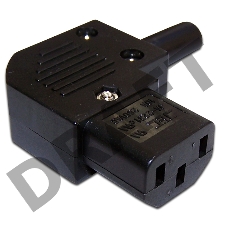 Вилка IEC 60320 C13, 10A, 250V, угловая, разборная, черная