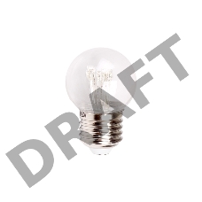 Лампа шар e27 6 LED  Ø45мм - белая, прозрачная колба, эффект лампы накаливания