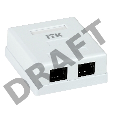 Настенная информационная розетка RJ45 8P8C, кат.5Е UTP, 2-порта, белая 