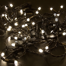 Гирлянда Нить 10м, с эффектом мерцания, черный ПВХ, 24В, цвет: Тёплый белый