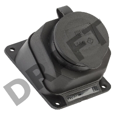 Розетка 1-м Омега РБу13-1-0м с защ. крышкой угловая настен. с заземл. IP44 черн. каучук ИЭК PKR22-016-2-K02