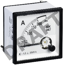 Амперметр Э47 72х72мм 200/5А кл. точн. 1.5 ИЭК IPA10-6-0200-E