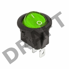 Выключатель клавишный круглый 12V 20А (3с) ON-OFF зеленый  с подсветкой  REXANT
