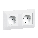 Силовая розетка 2К+З 16А 250В с лицевой панелью. Безвинтовые зажимы. Белая Valena LIFE. 