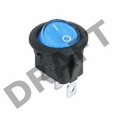 Выключатель клавишный круглый 12V 20А (3с) ON-OFF синий  с подсветкой  REXANT