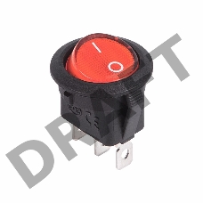 Выключатель клавишный круглый 12V 20А (3с) ON-OFF красный  с подсветкой  REXANT
