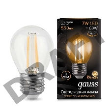 Светодиодная лампа GAUSS 105802107  LED Filament Шар E27 7W 550lm 2700K 1/10/50