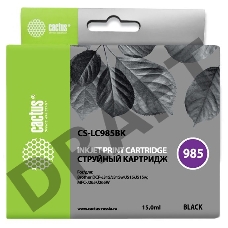 Картридж струйный Cactus CS-LC985BK черный для Brother DCPJ315W/DCPJ515W (15ml)